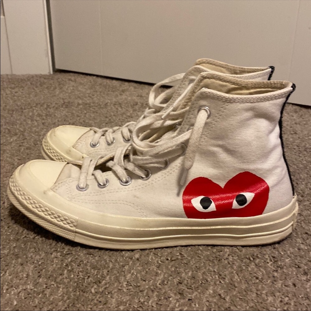 SOLD DONT BUY CDG Converse comme des garcons PLAY white high tops